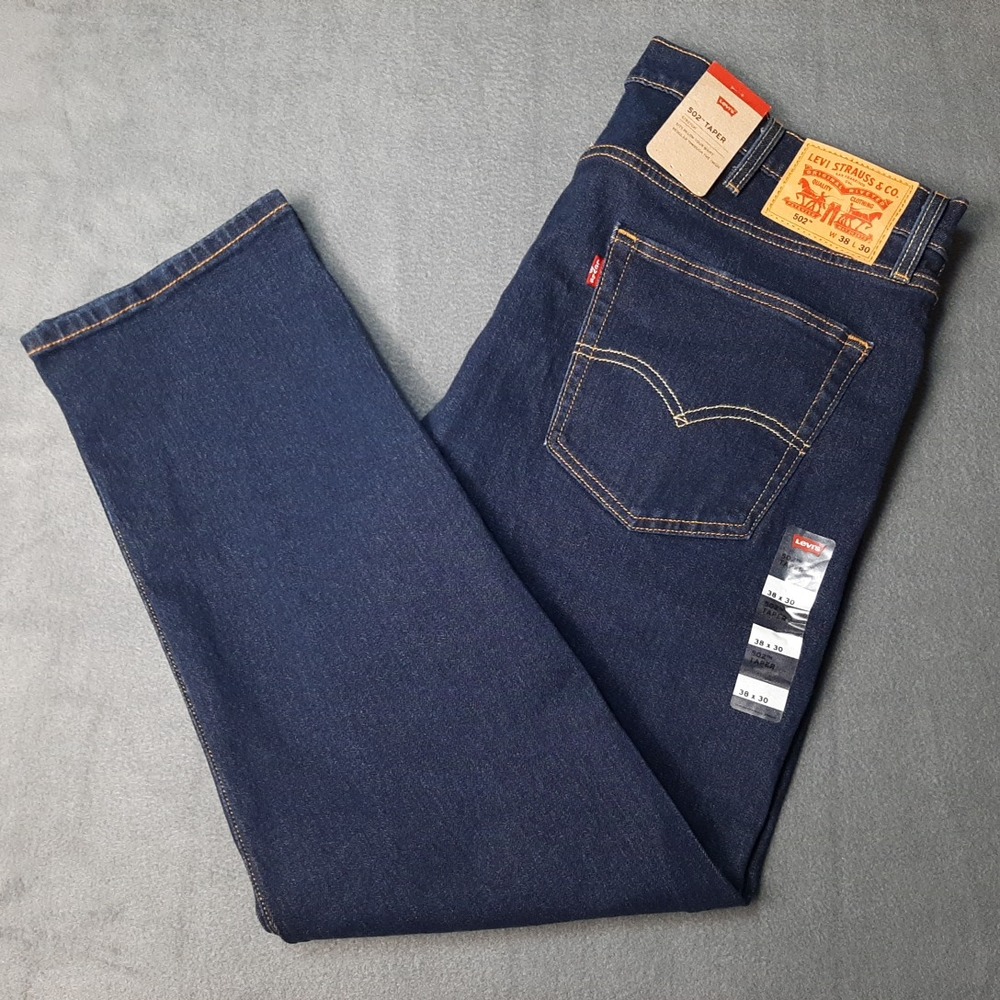 NEW Levis Jeans Mens 40x30 Blue 502 Denim Dark Wash 295073196 MSRP 69.50!